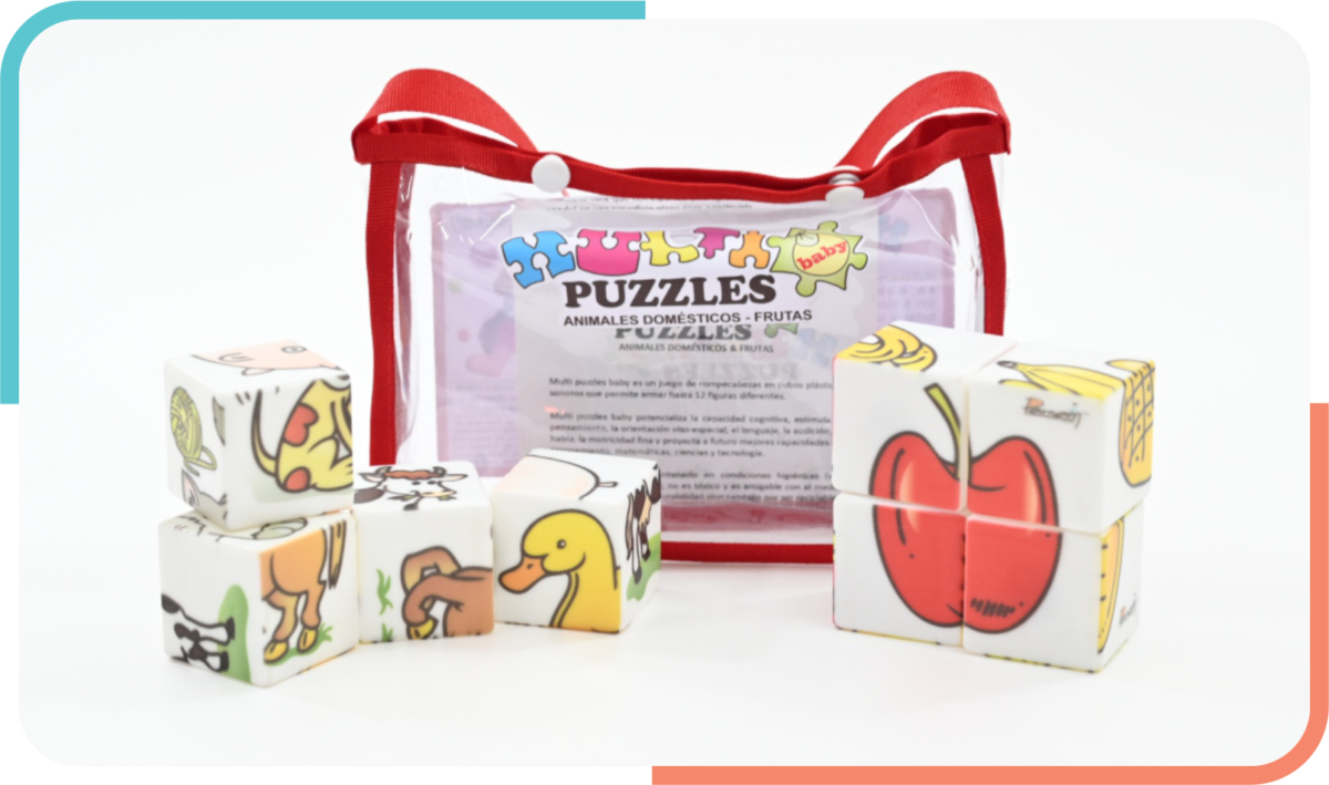 Multi Puzzles Baby Sonoros Animales Domésticos y Frutas