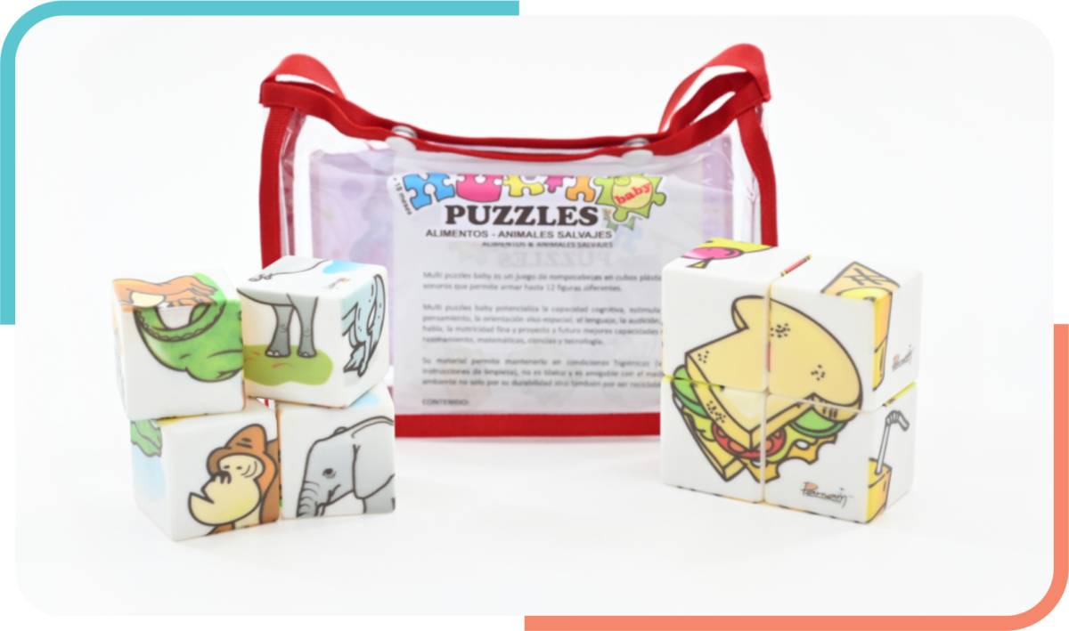 Multi Puzzles Baby Sonoros Alimentos Y Animales Salvajes