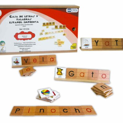 Caja de letras y palabras en español