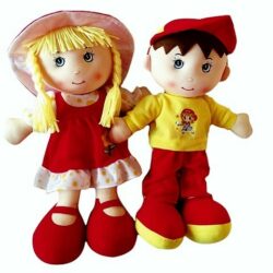 Pareja de muñecos de trapo piel blanca niño y niña x 40 cm